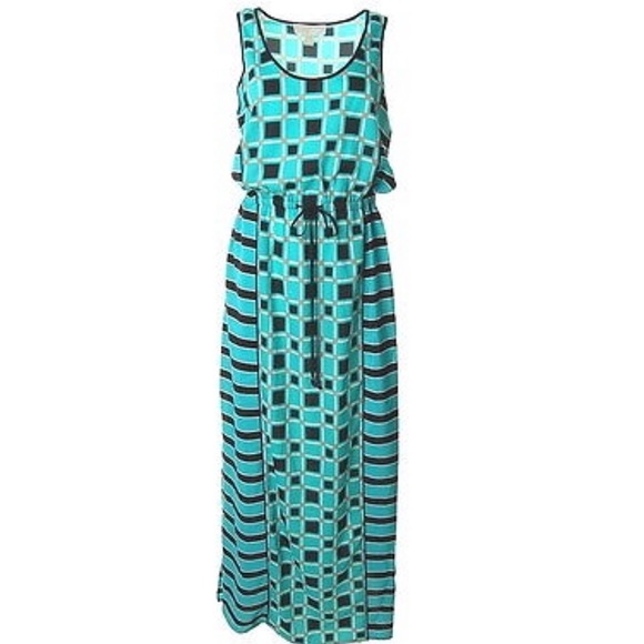 Michael Kors Dark Black & Green Checkered & Striped dress Size PL NWOT - Picture 4 of 10